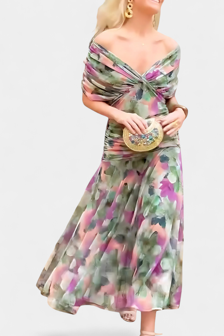Alondra™ BloomVera Floral Maxi Dress with Elegant V-Neck
