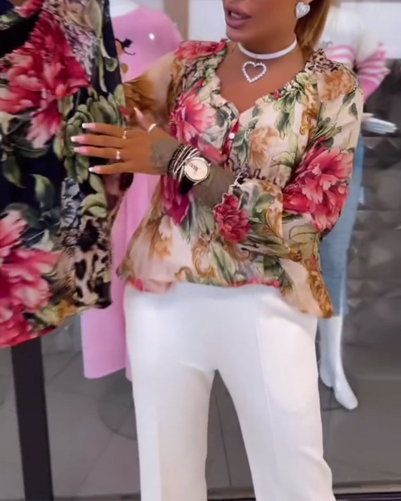Florielle Petal V-Neck Blouse