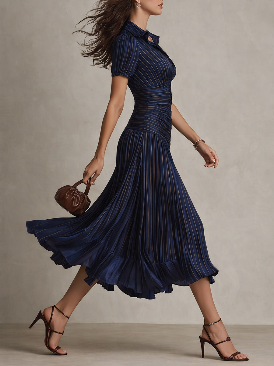 “Manon – retro striped satin midi dress”