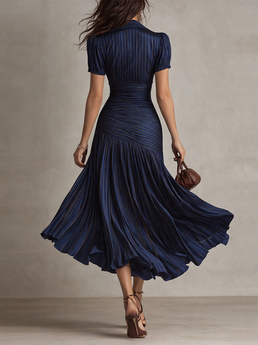 “Manon – retro striped satin midi dress”