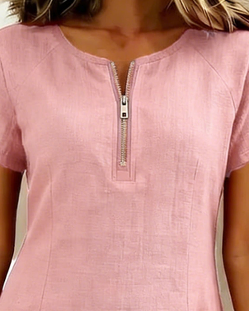🌿 Casual Cotton Linen Dress with Pockets