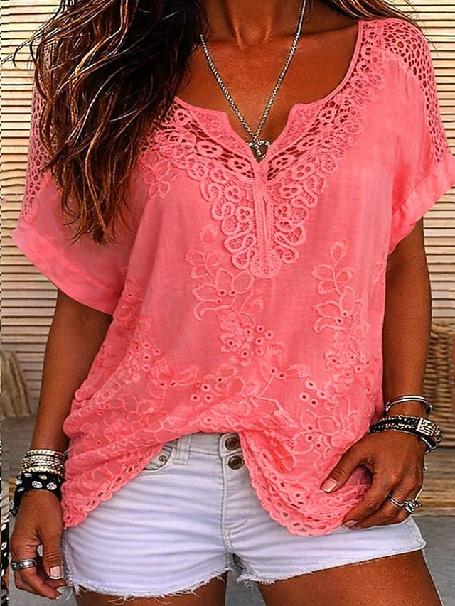 Women's Lace Solid Color Casual Blouse ✨👚