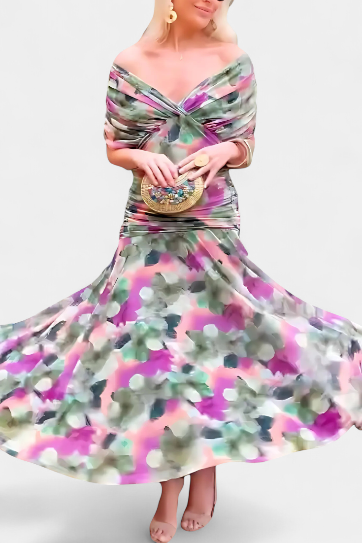 Alondra™ BloomVera Floral Maxi Dress with Elegant V-Neck