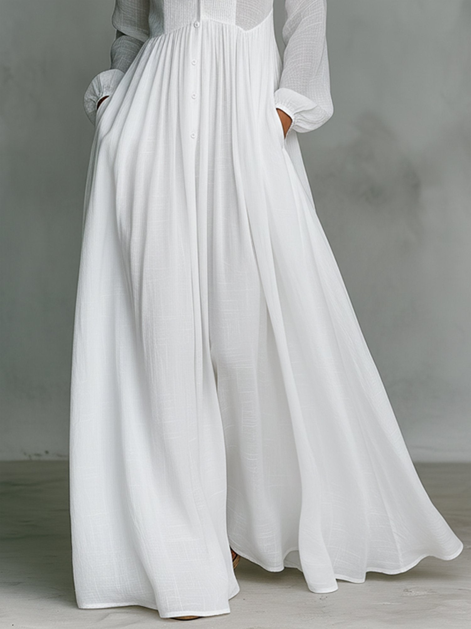 Serona™ Linen Stand-Collar Maxi Dress