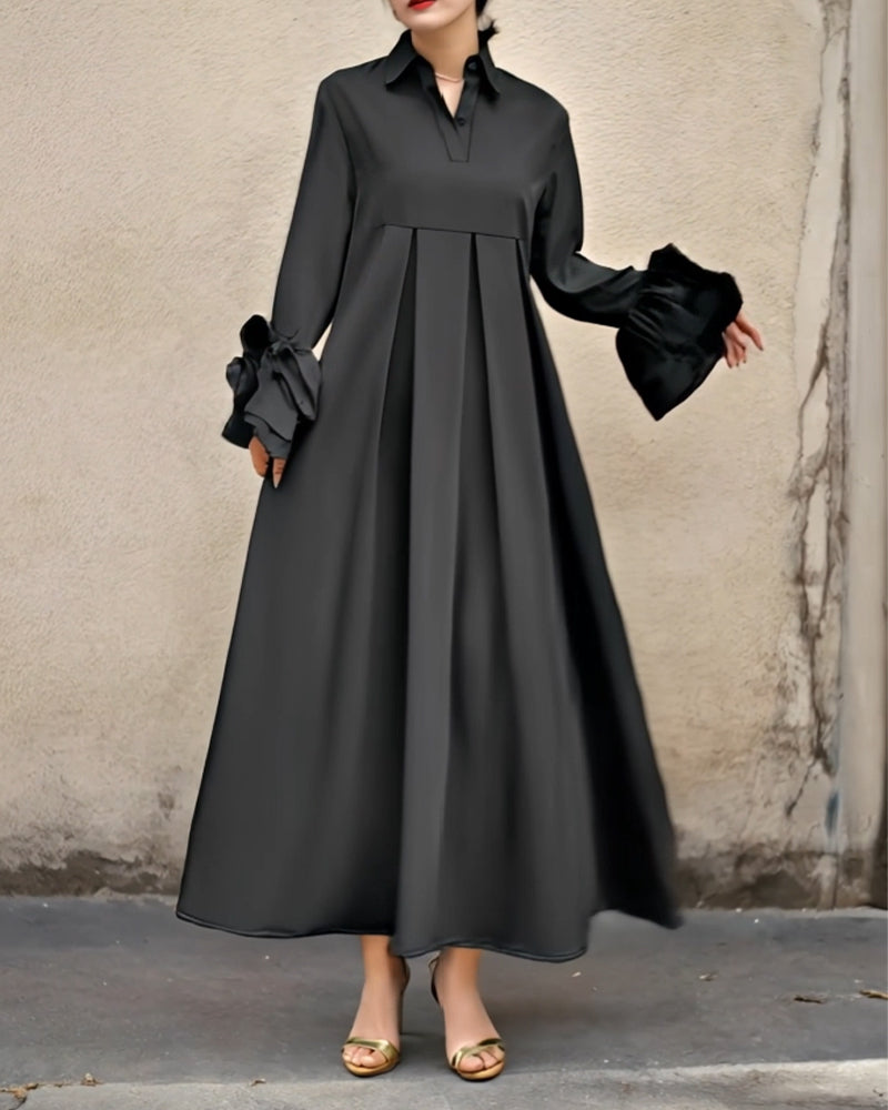 Fashion Shirt-Collar Flared Dress 👗✨