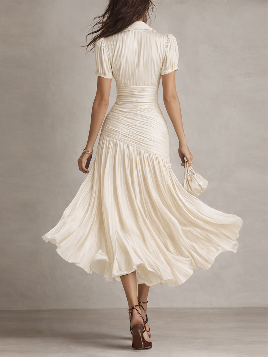 “Manon – retro striped satin midi dress”