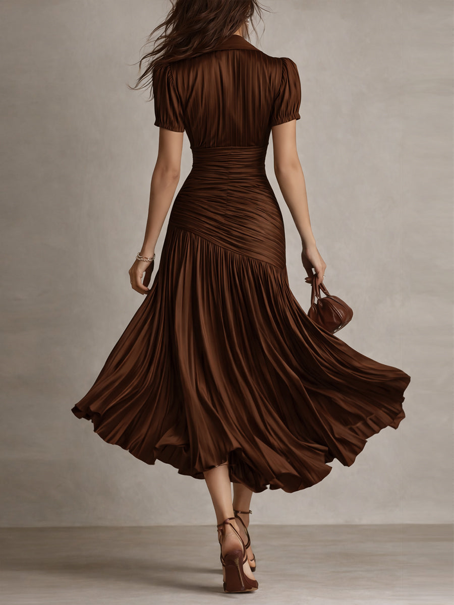 “Manon – retro striped satin midi dress”