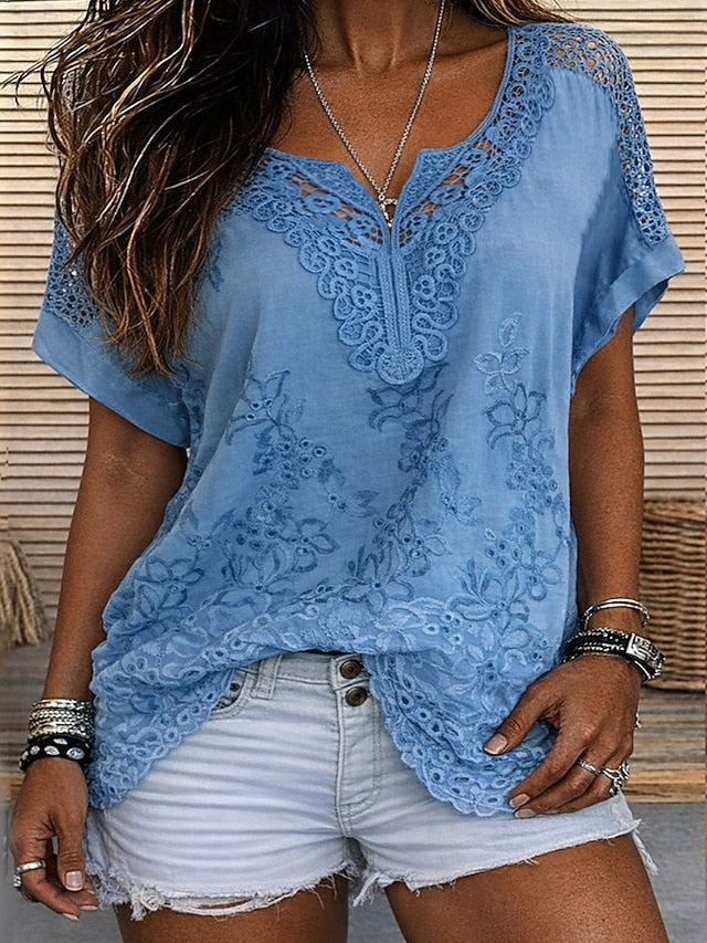 Women's Lace Solid Color Casual Blouse ✨👚