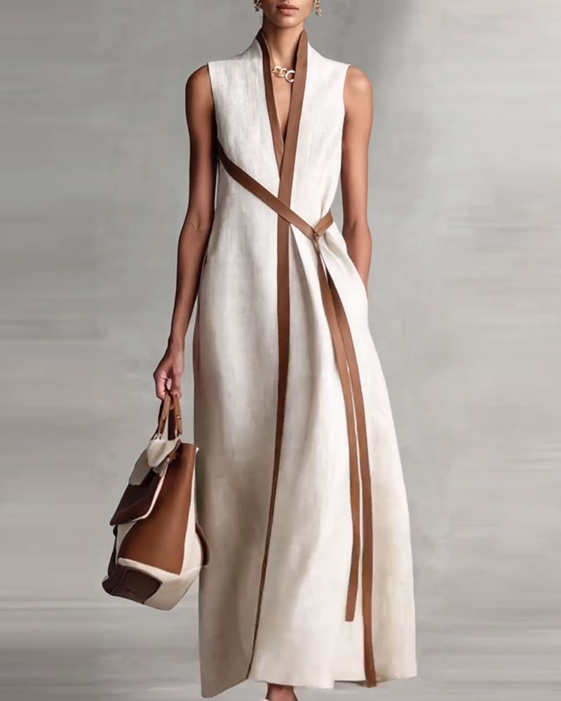 Contrast Sleeveless Maxi Dress