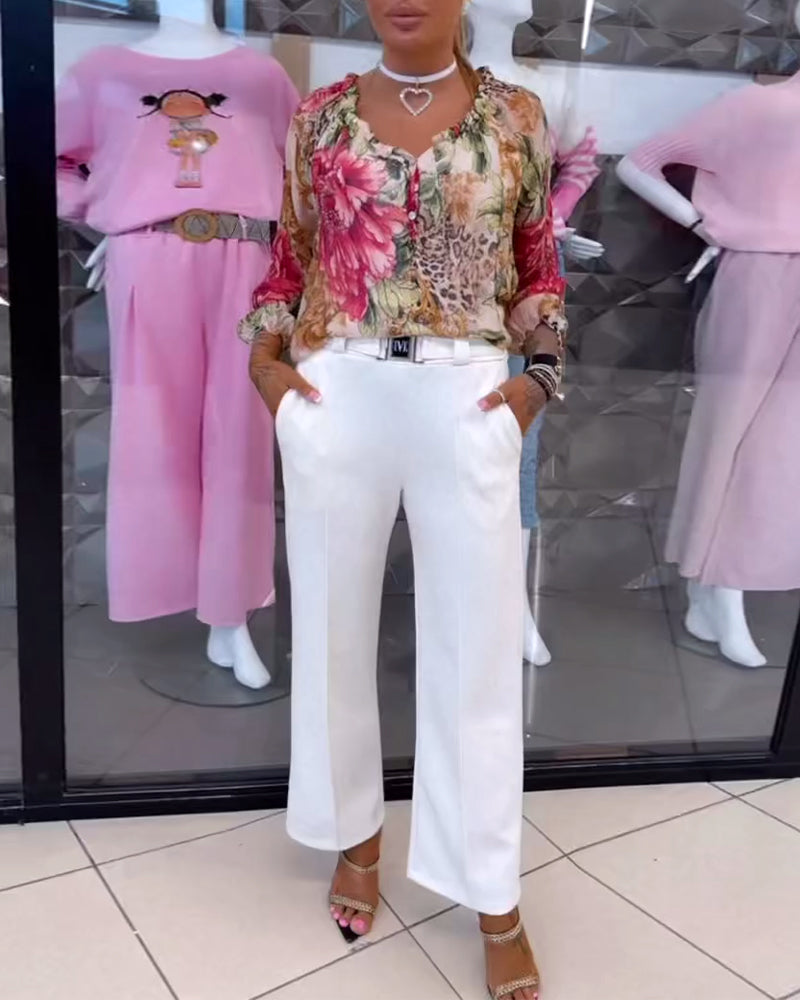 Florielle Petal V-Neck Blouse