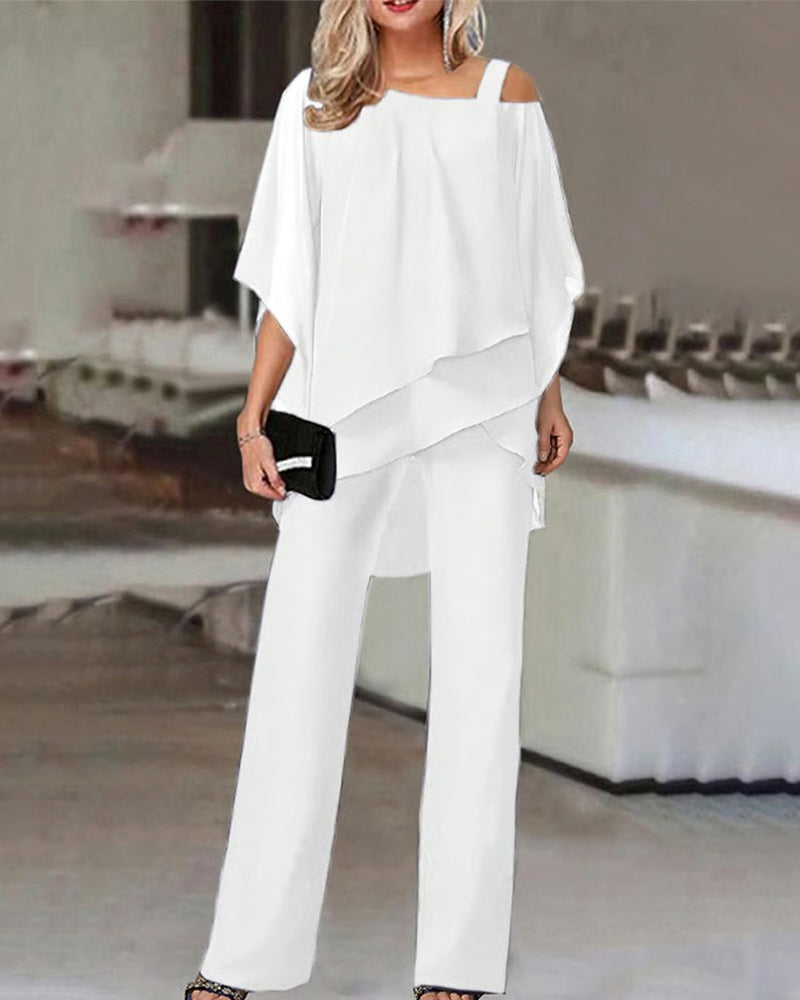 “Tweedélia Luxe Off-Shoulder Set with Batwing Sleeves”