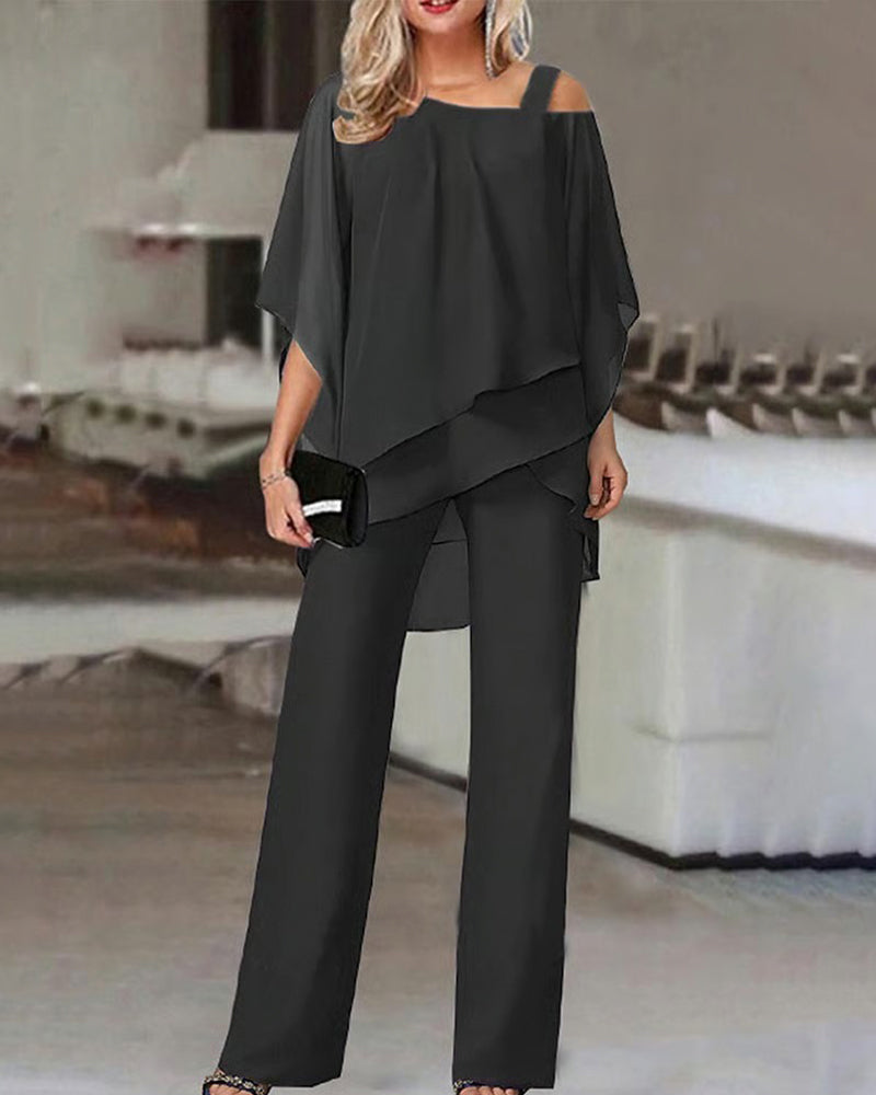 “Tweedélia Luxe Off-Shoulder Set with Batwing Sleeves”
