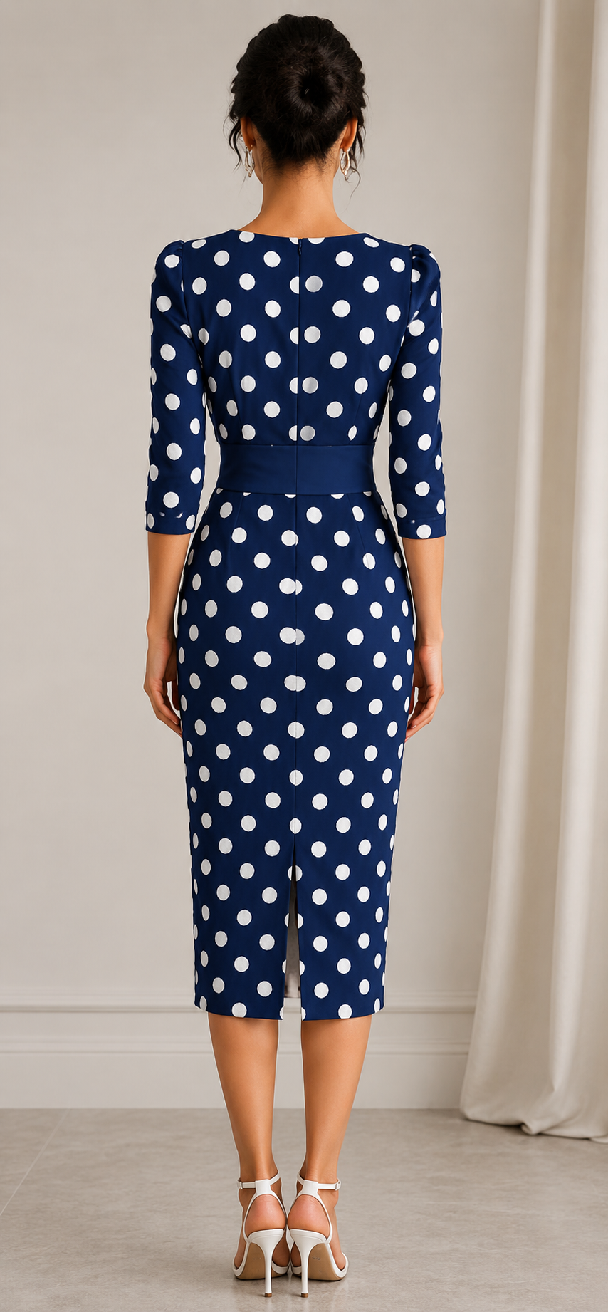 Polka Dot Lace-Up Dress
