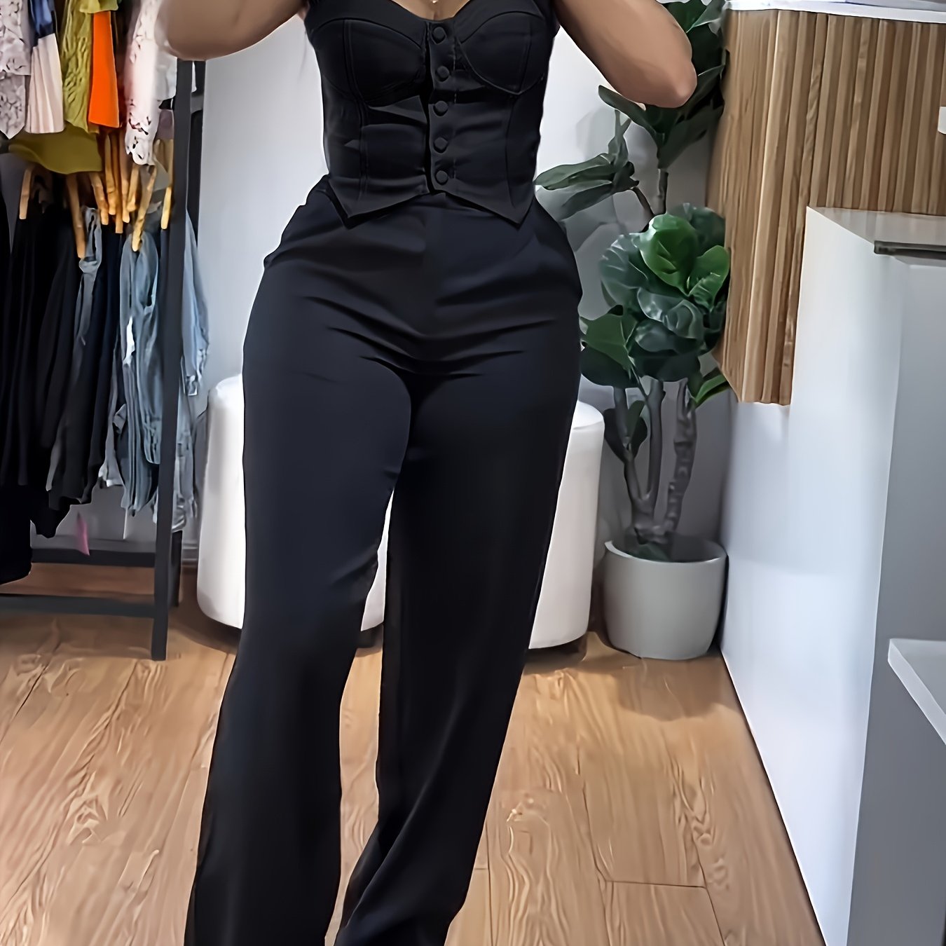 2026 Easy Style Vest And Pants Set Long Trousers Casual Wide-Leg Casual Trousers Women'S