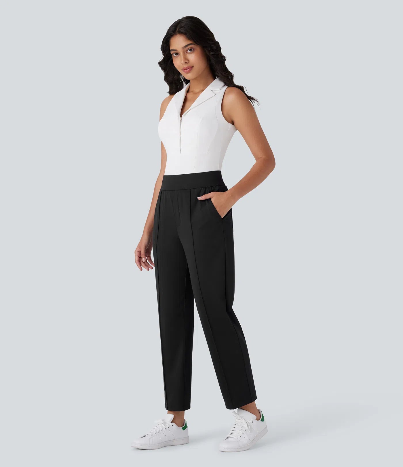 “Mid-rise, quick-drying golf pants with multiple pockets.”