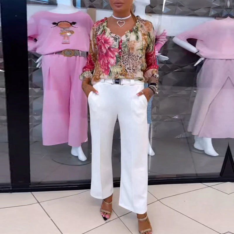 Florielle Petal V-Neck Blouse