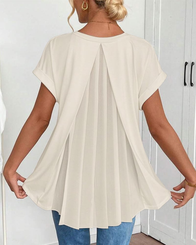 Short-Sleeve Solid Patchwork T-Shirt