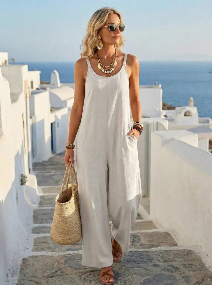 Solid Color Jumpsuit with Pockets 👗