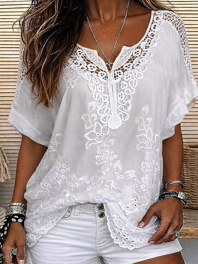 Women's Lace Solid Color Casual Blouse ✨👚