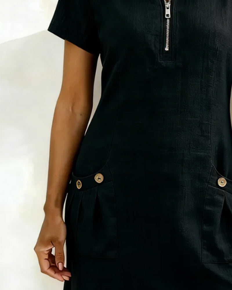 🌿 Casual Cotton Linen Dress with Pockets