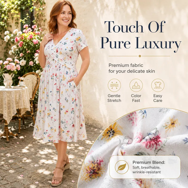 Women's V-Neck Floral Print Dress with a Twisted Waist 🌸👗