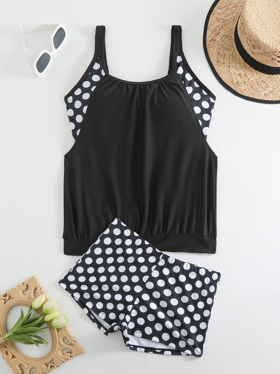 🏖️ Women's Two-Piece Polka Dot Swimsuit | Classic Polka Dots & Adjustable Straps ✨
