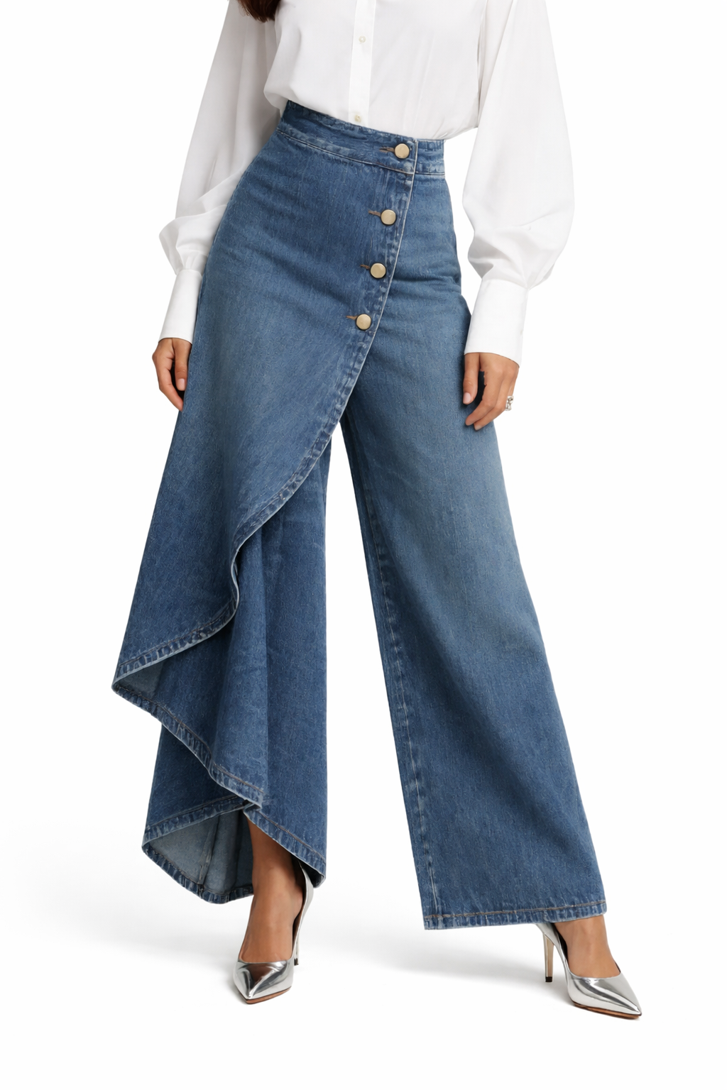 Cross-Over Denim Pants