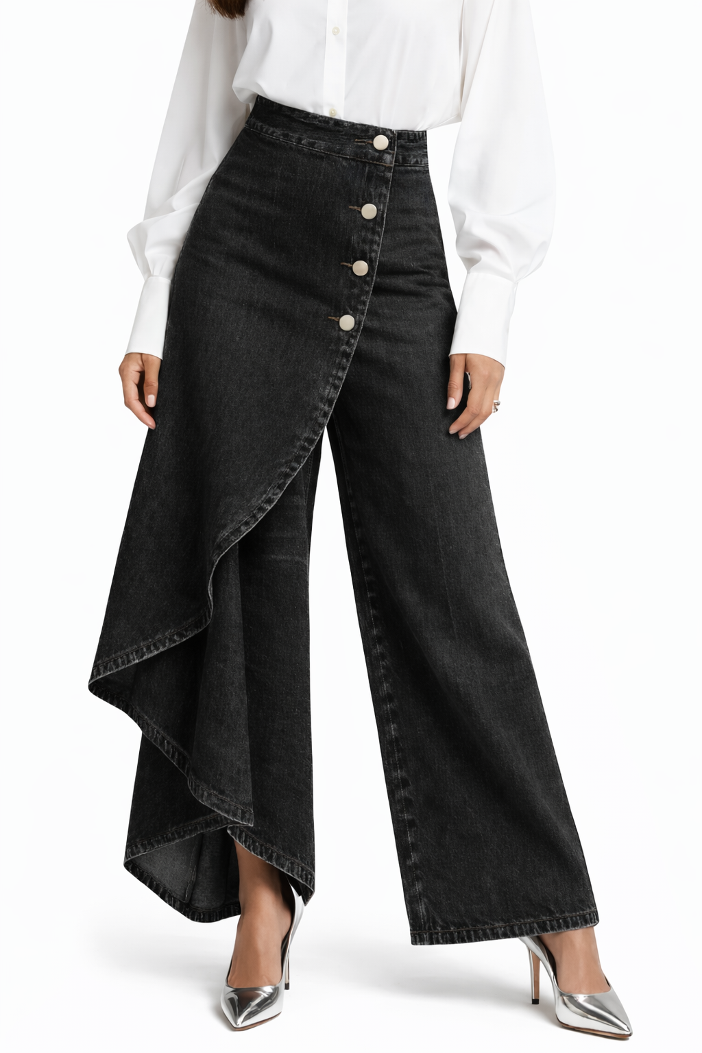 Cross-Over Denim Pants
