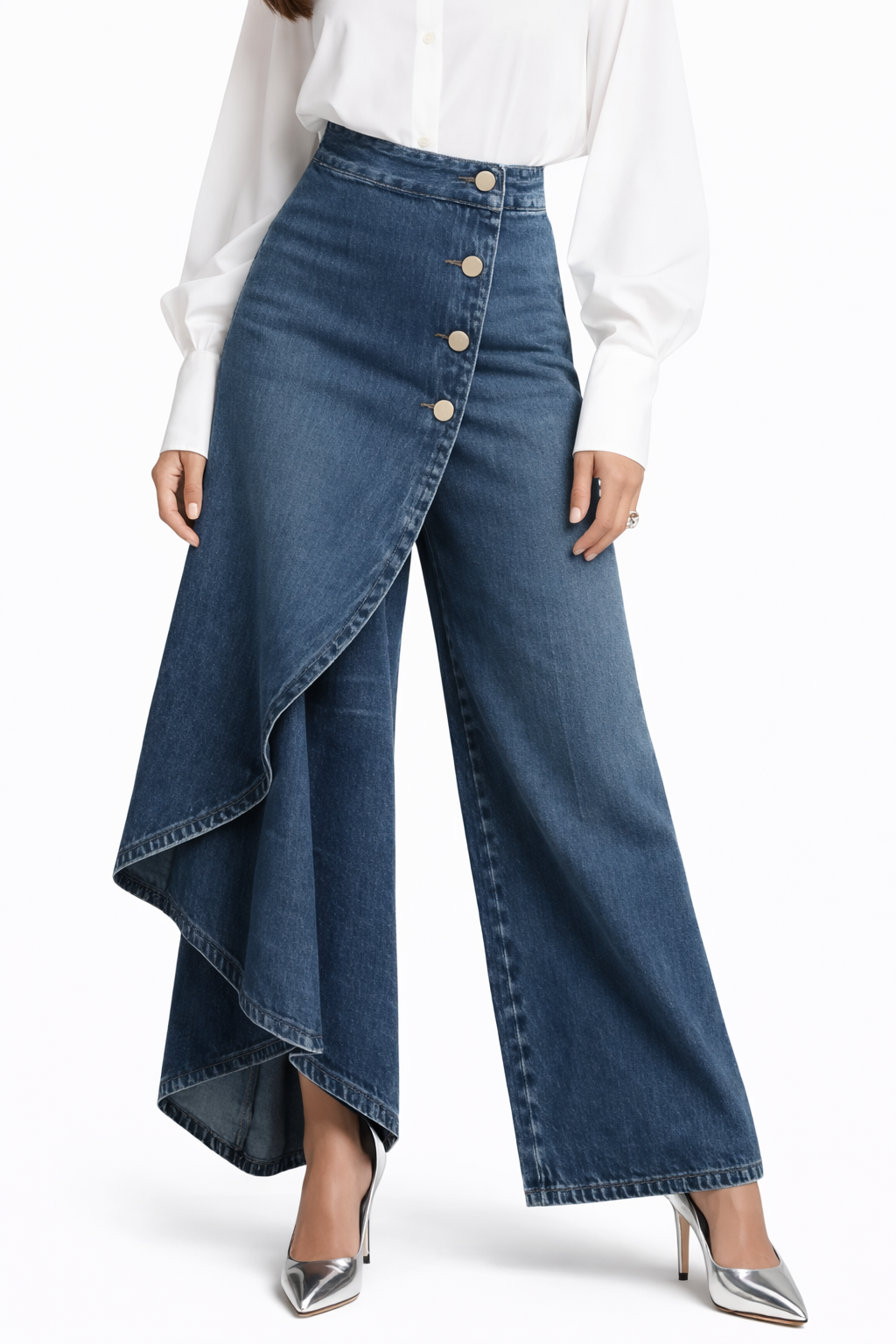 Cross-Over Denim Pants