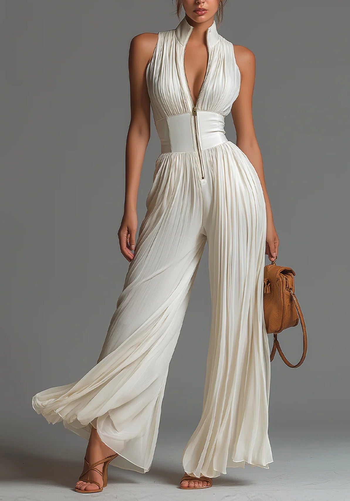 ESSENTIAL – Pleated Black Chiffon Jumpsuit