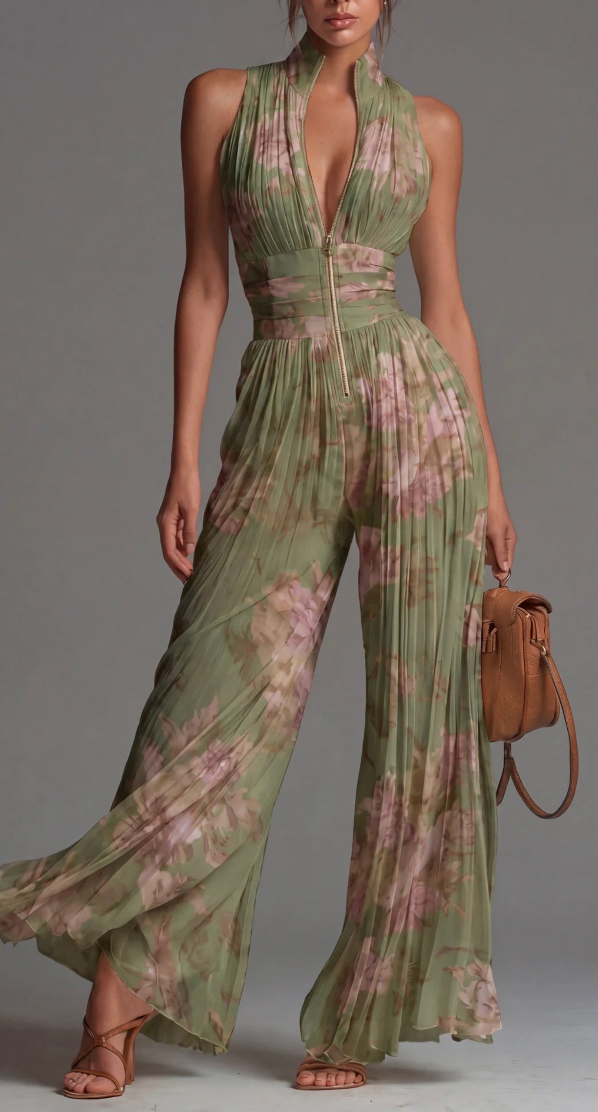 ESSENTIAL – Pleated Black Chiffon Jumpsuit