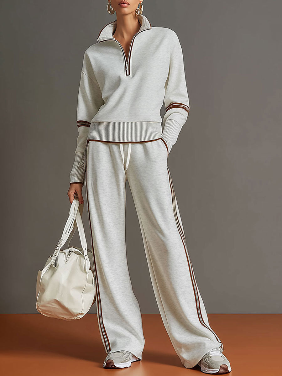 “MagliaAura ComfortWide Knit Set with Wide-Leg Pants”