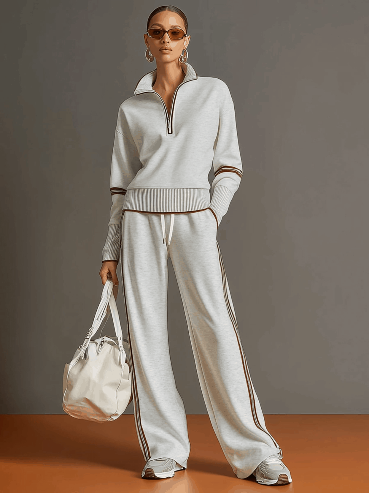 “MagliaAura ComfortWide Knit Set with Wide-Leg Pants”