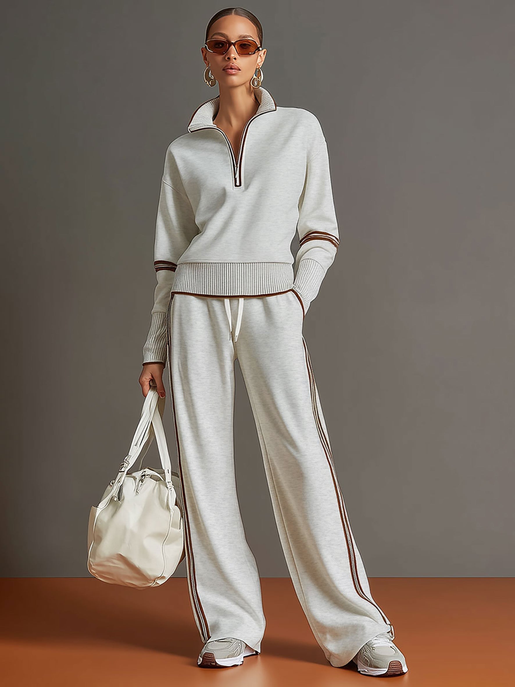 “MagliaAura ComfortWide Knit Set with Wide-Leg Pants”