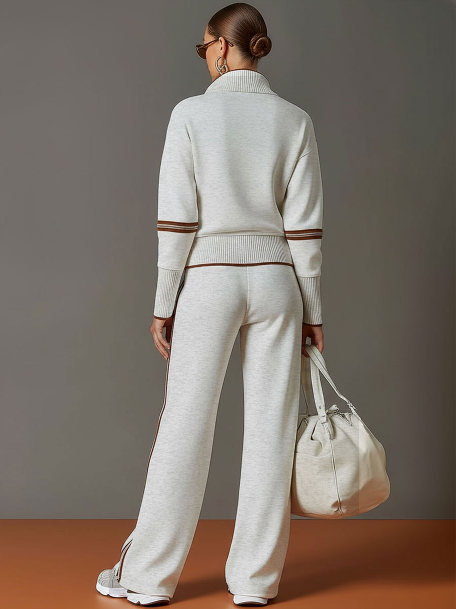 “MagliaAura ComfortWide Knit Set with Wide-Leg Pants”