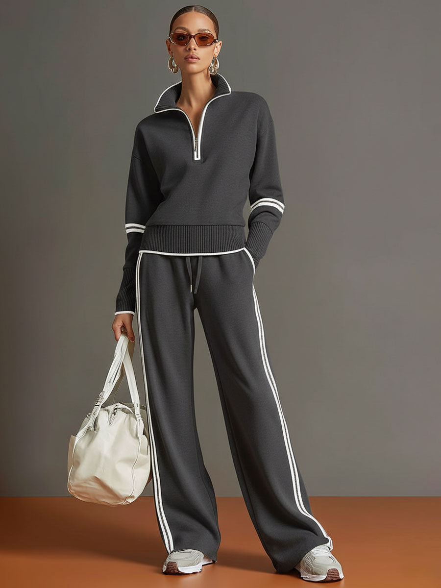 “MagliaAura ComfortWide Knit Set with Wide-Leg Pants”