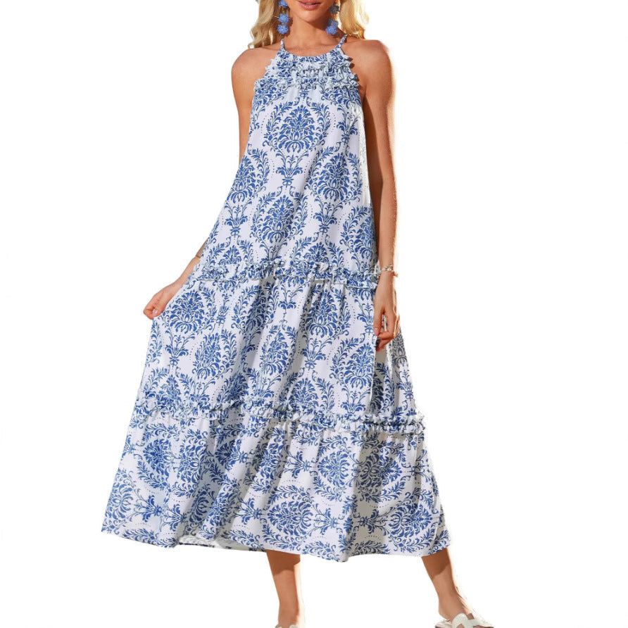 Solévara™ | Boho Halter Tiered Maxi Dress