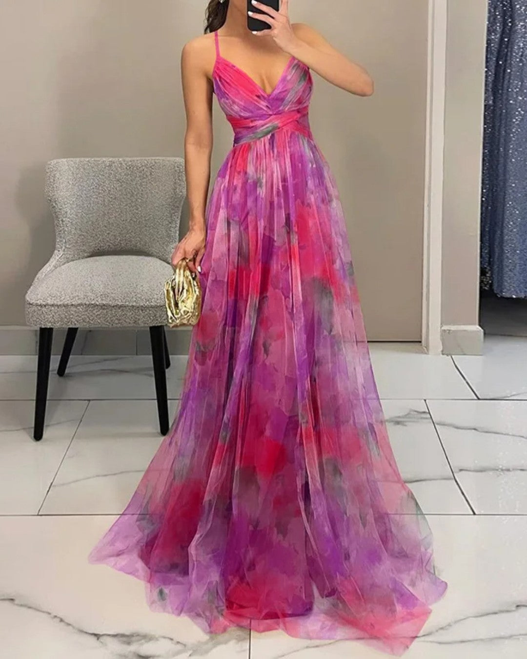 DELACROIX | Floral Elegance Maxi Dress