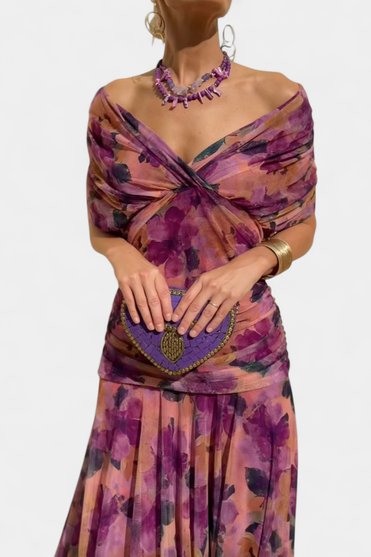 Alondra™ BloomVera Floral Maxi Dress with Elegant V-Neck