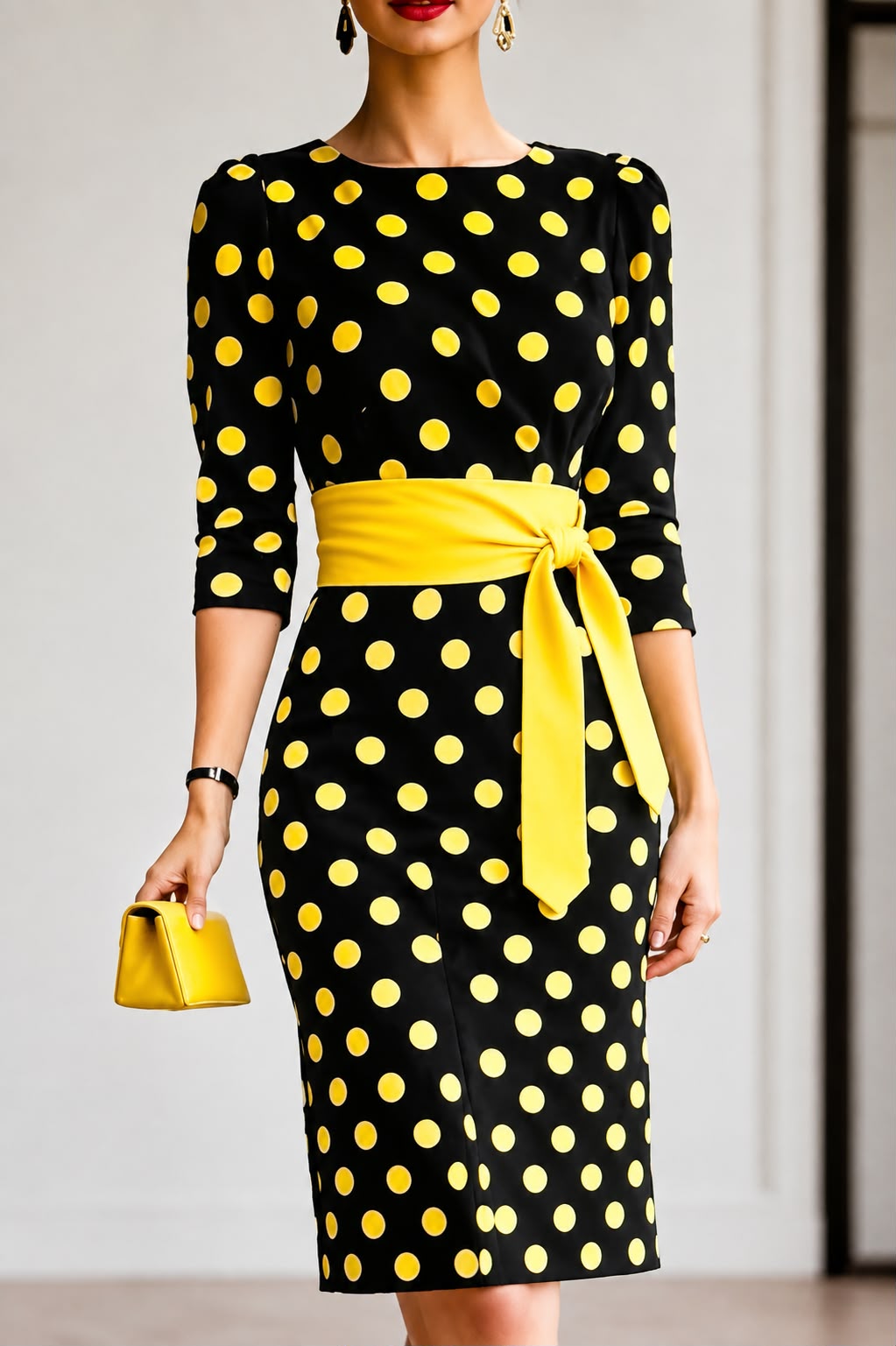 Polka Dot Lace-Up Dress