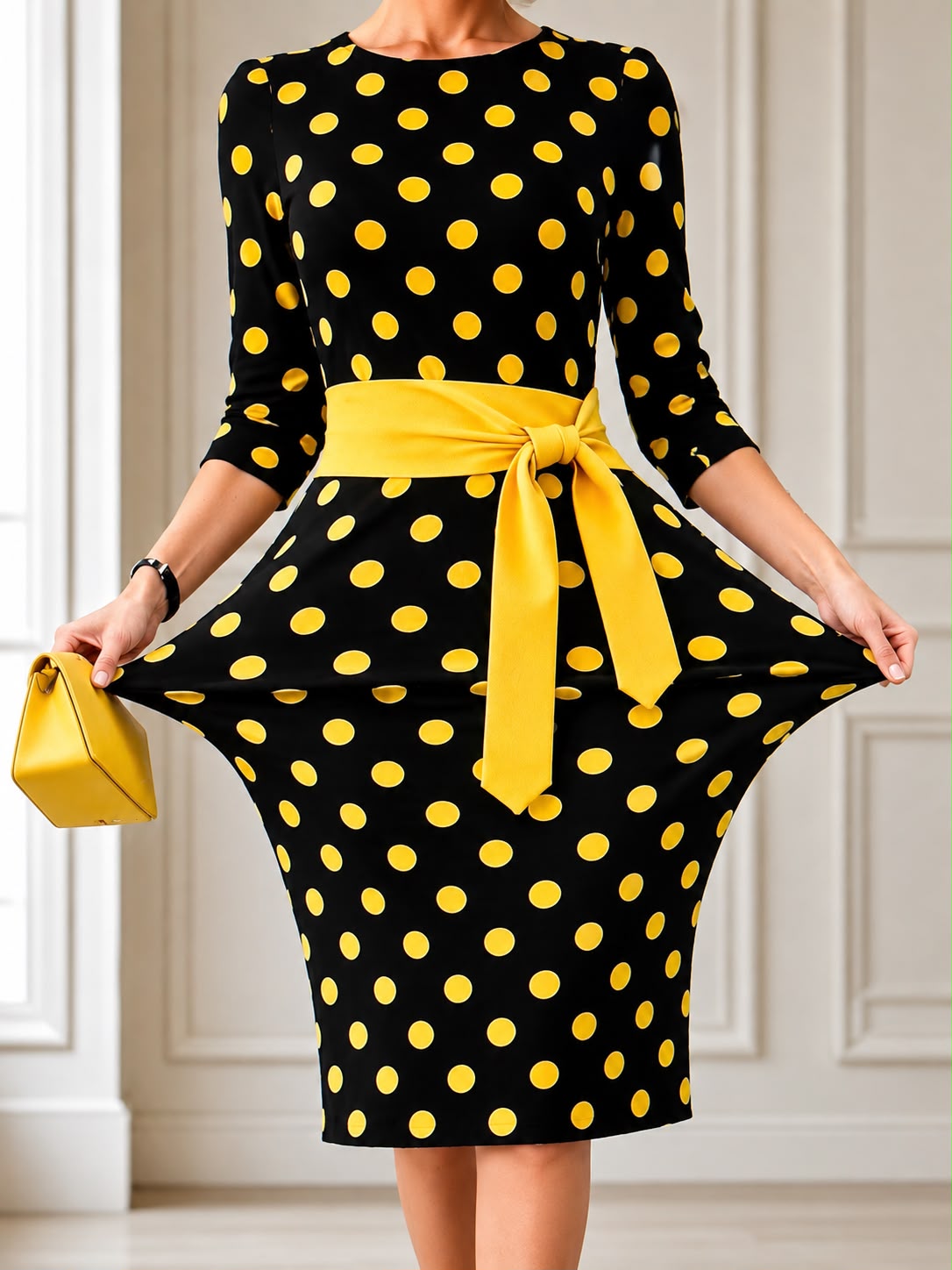 Polka Dot Lace-Up Dress