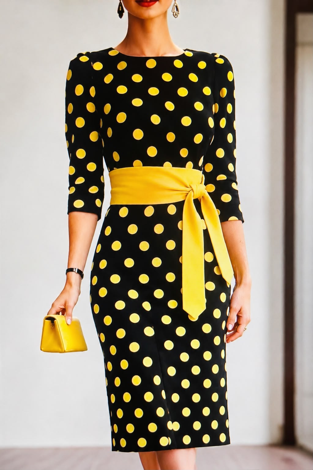 Polka Dot Lace-Up Dress
