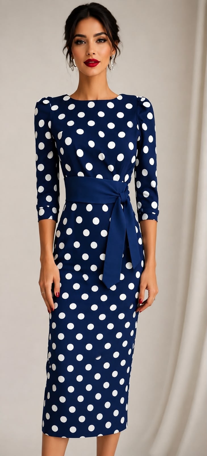 Polka Dot Lace-Up Dress
