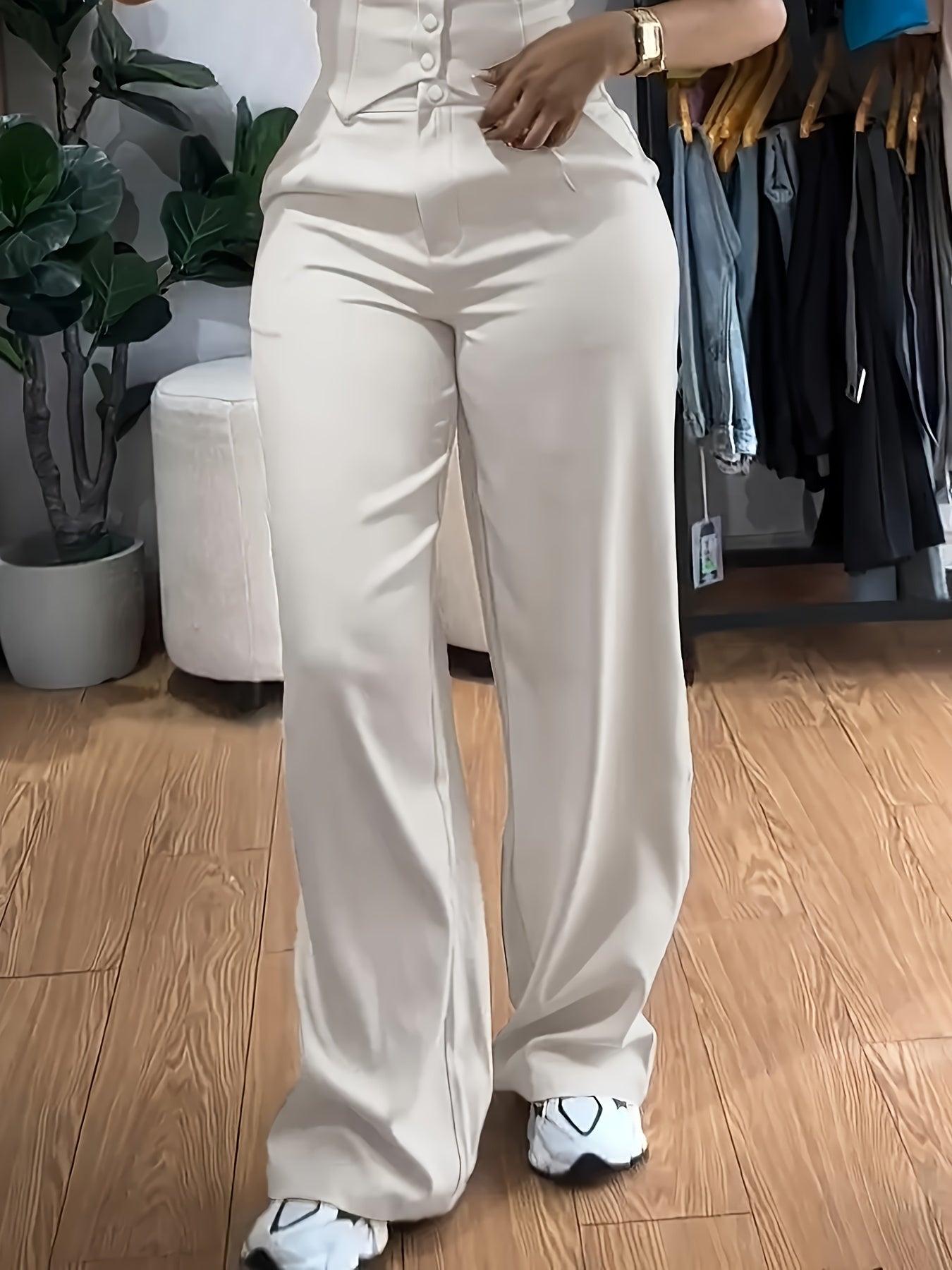 2026 Easy Style Vest And Pants Set Long Trousers Casual Wide-Leg Casual Trousers Women'S