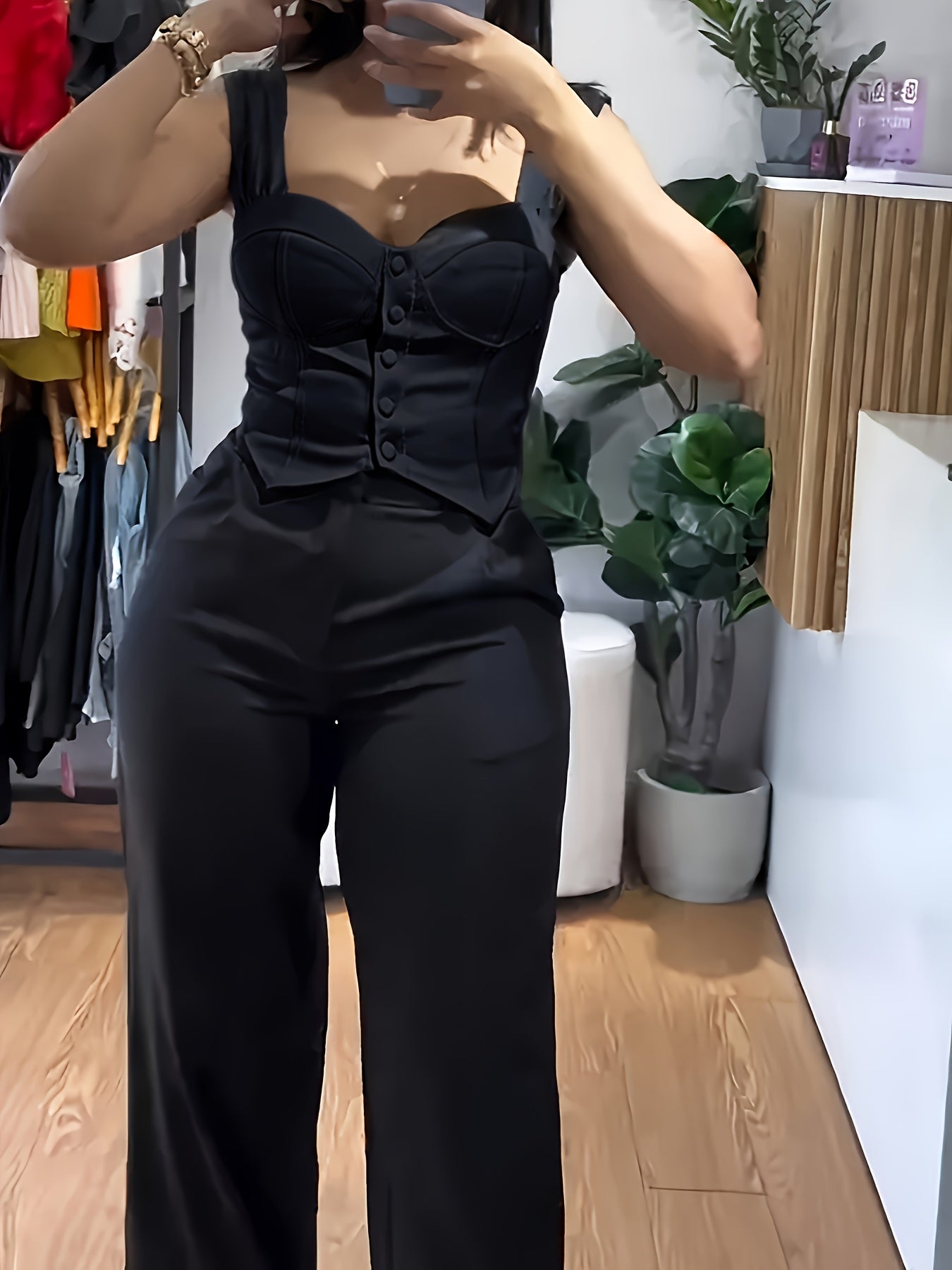 2026 Easy Style Vest And Pants Set Long Trousers Casual Wide-Leg Casual Trousers Women'S