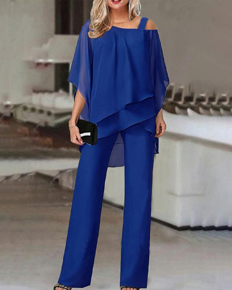 “Tweedélia Luxe Off-Shoulder Set with Batwing Sleeves”