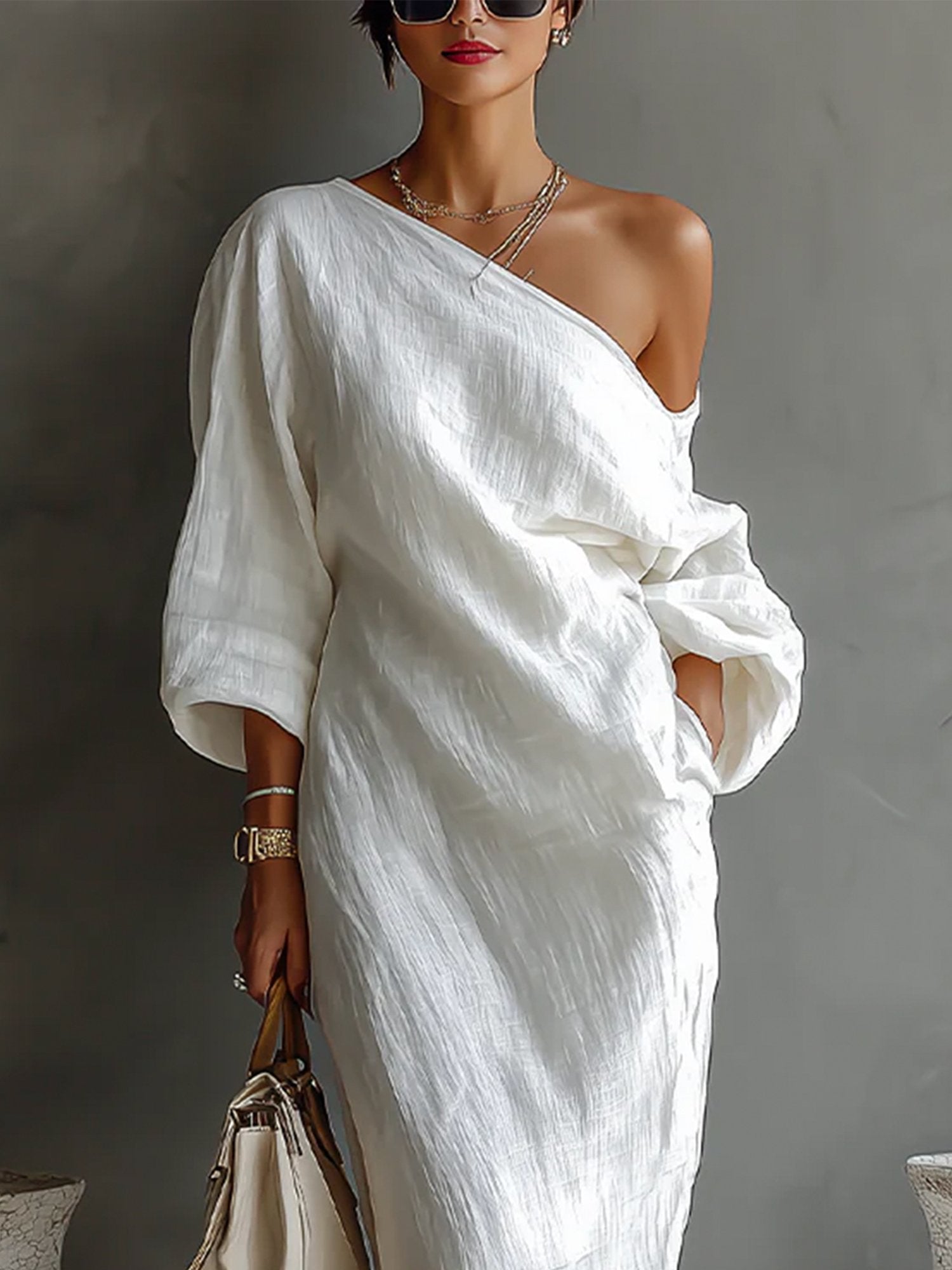 Lunara™ Asymmetrical Linen Maxi Dress