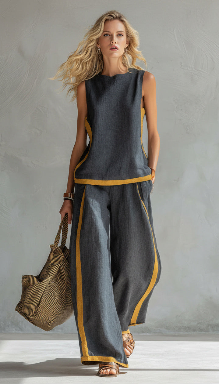 Beyoncé – Modern Linen Two-Piece for Effortless Looks