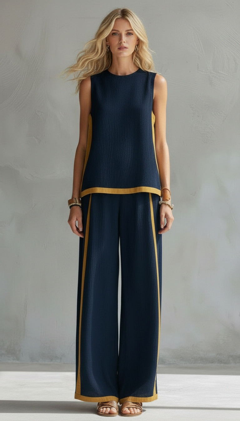 Beyoncé – Modern Linen Two-Piece for Effortless Looks