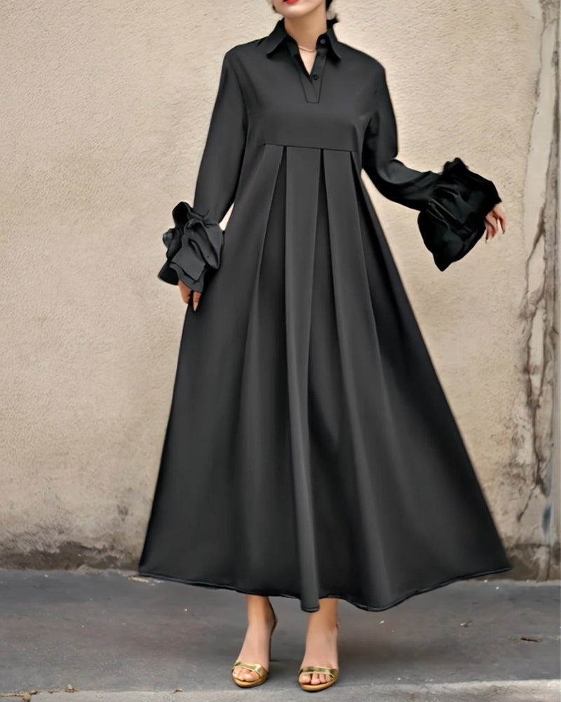 Fashion Shirt-Collar Flared Dress 👗✨